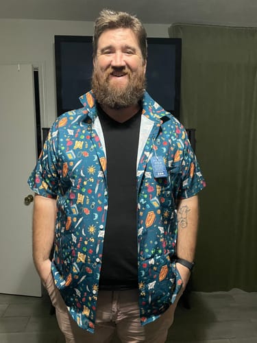 Customer photo review of Dnd Adventure Button Up Shirt