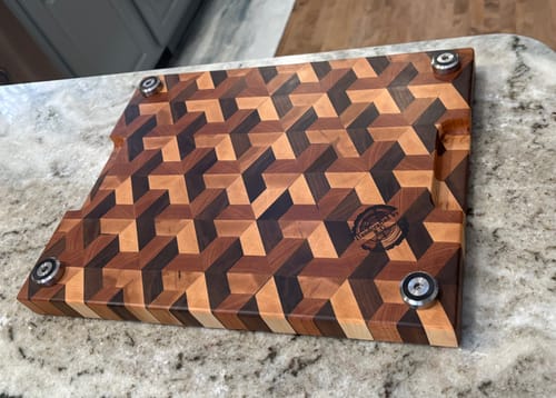 Customer photo review of Premium Cutting Board Feet - Brass/Stainless Steel
