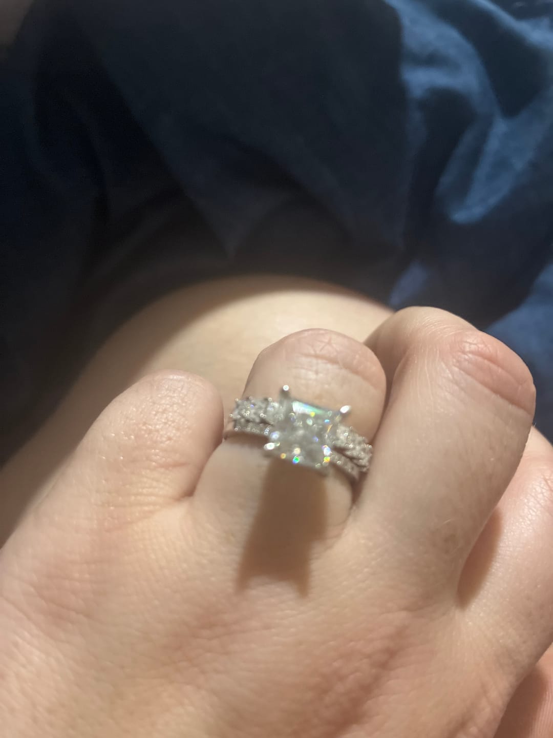 Customer photo review of Princess Cut Moissanite Half Eternity Band