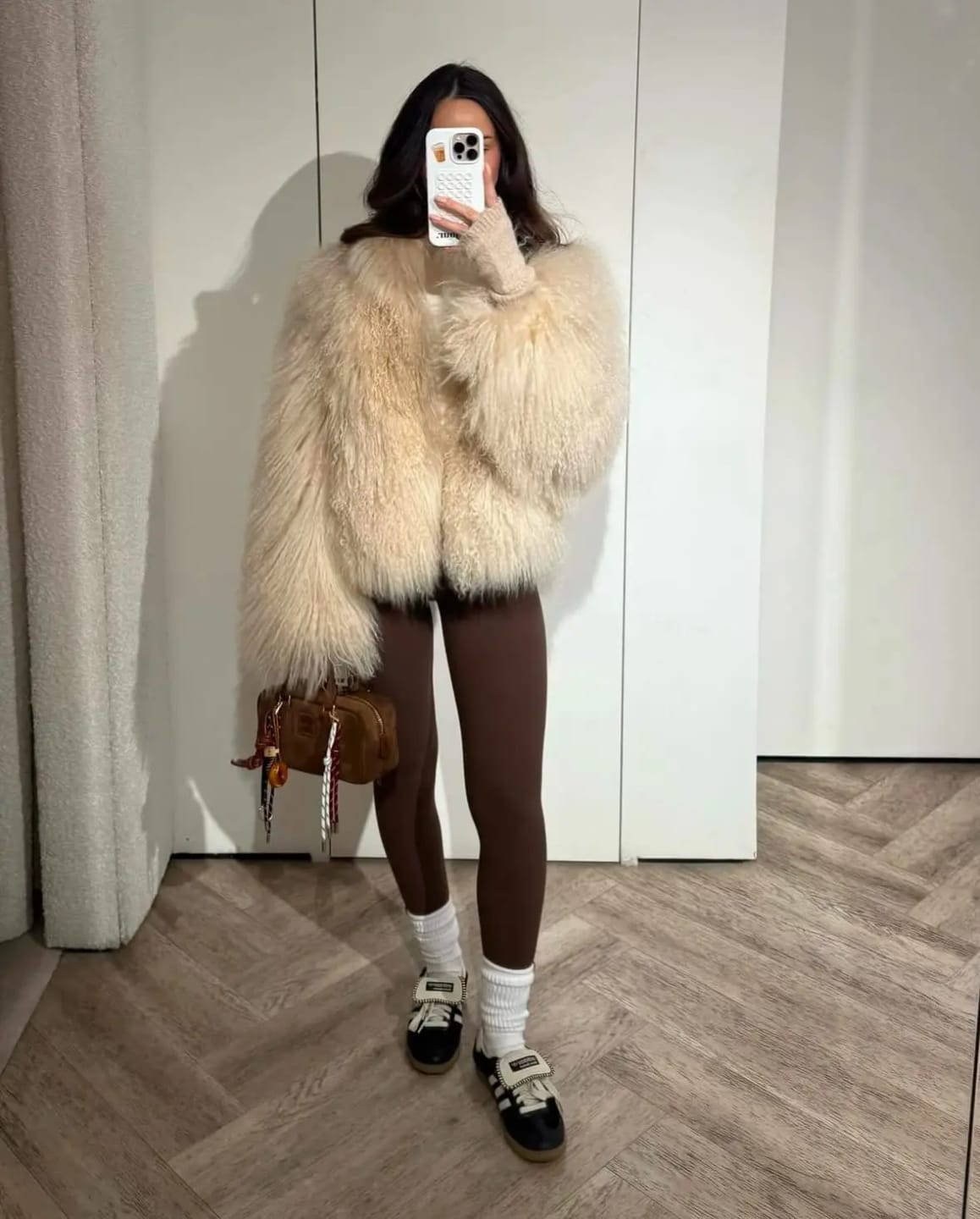 Customer photo review of Priscilla Fuzzy Faux Fur Coat