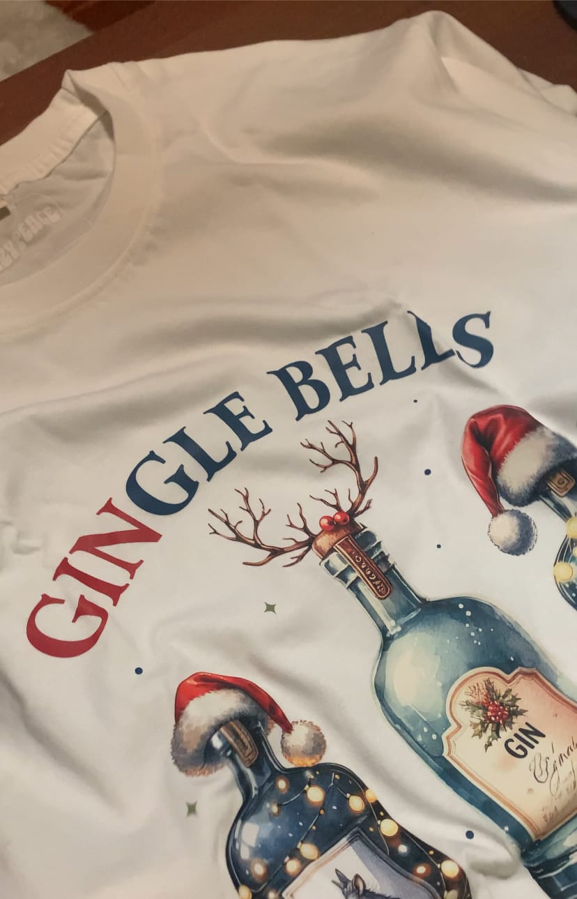 Customer photo review of "Gingle Bells" Funny Christmas T-Shirt – Perfect for Gin Lovers | Unisex Fit