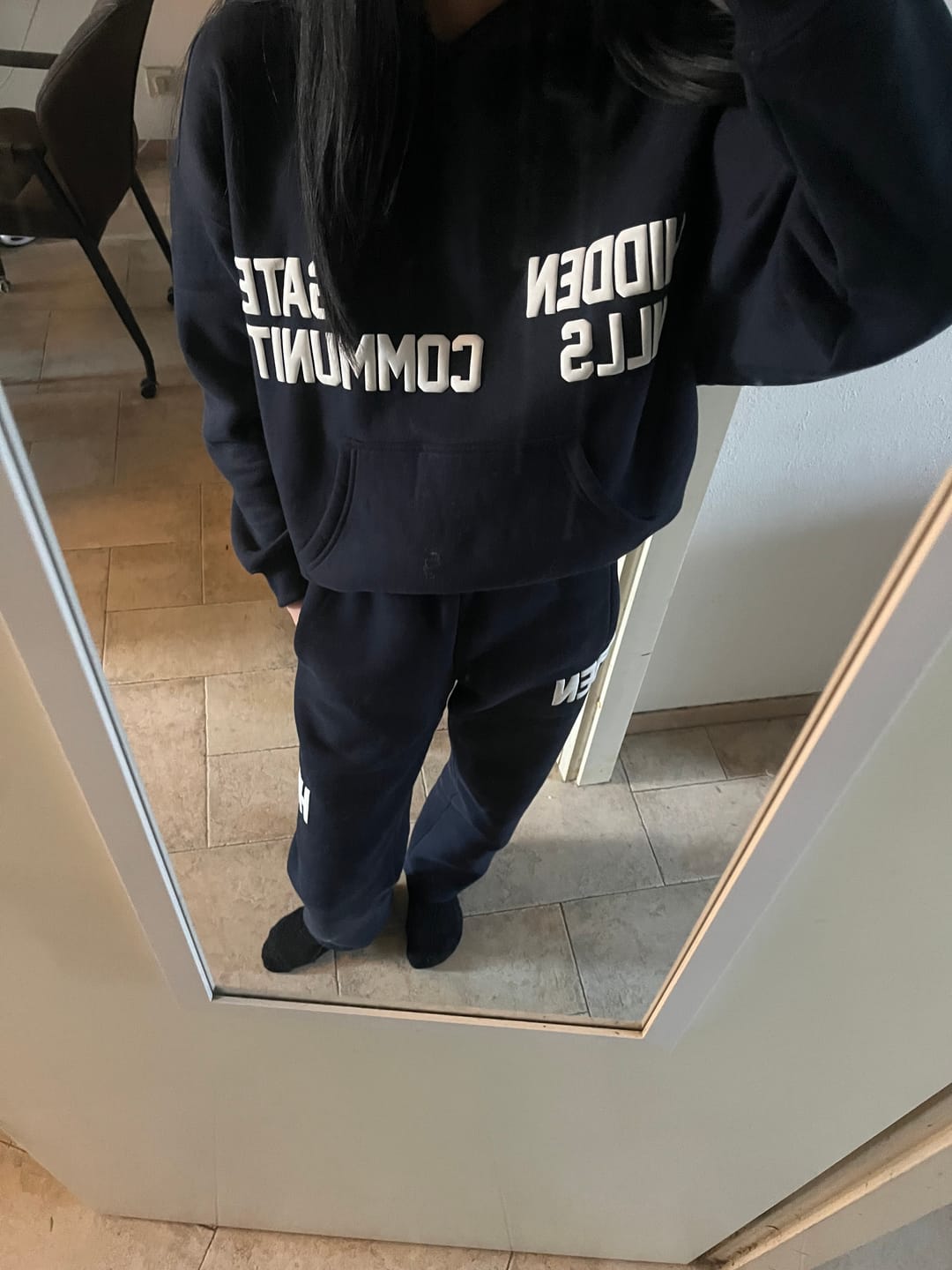 Customer photo review of GATED COMMUNITY STRAIGHT LEG SWEATPANTS NAVY