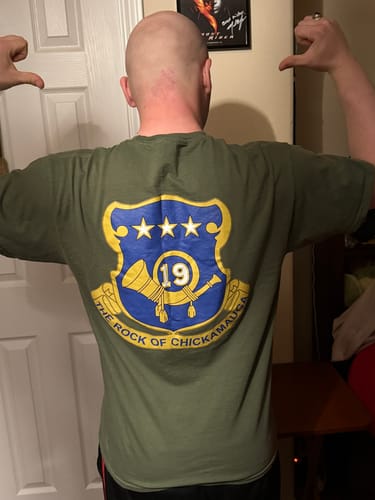 Customer photo review of Double-Sided 19th Infantry Regiment T-Shirt
