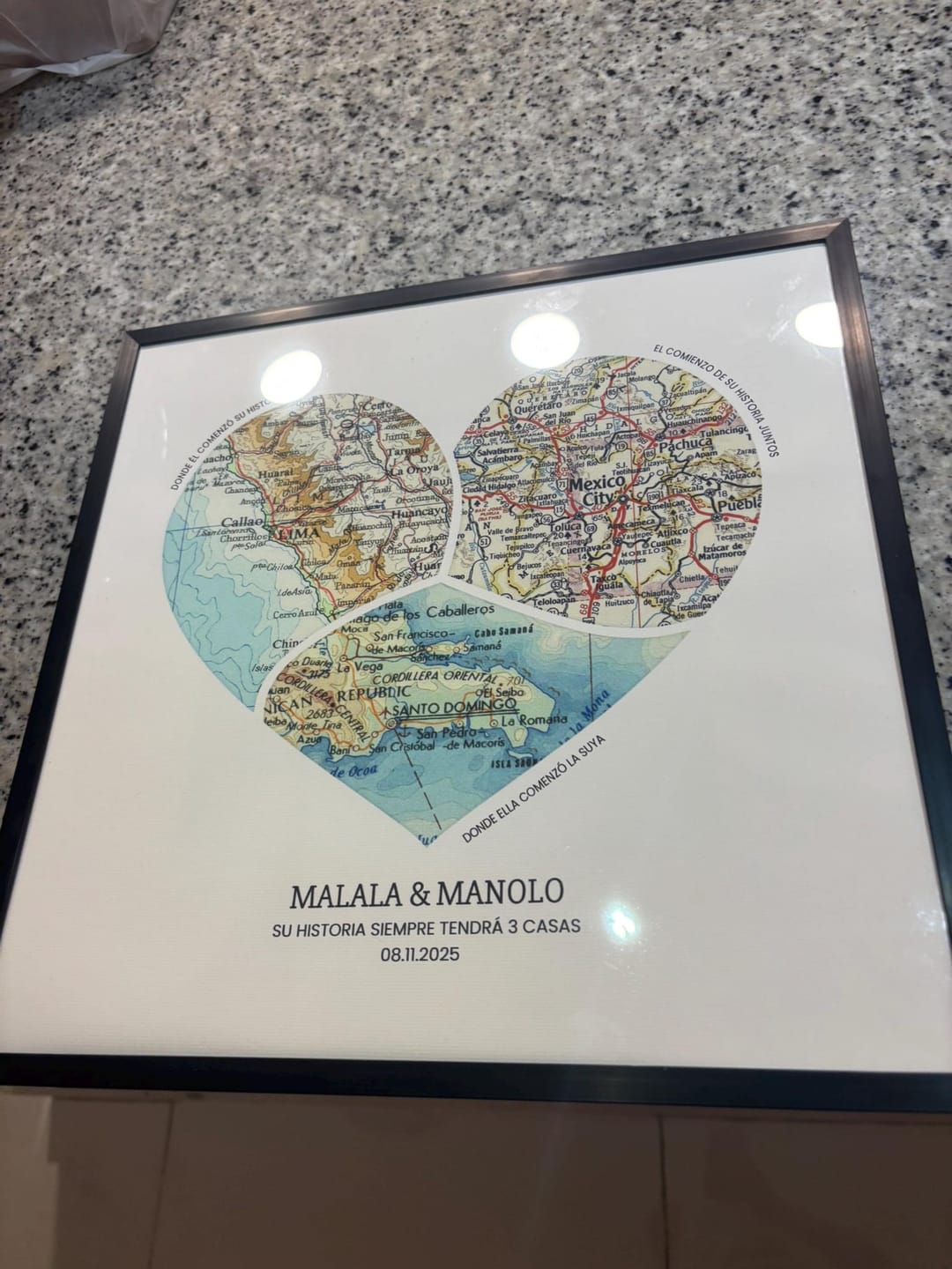 Customer photo review of Personalized Heart Map Print