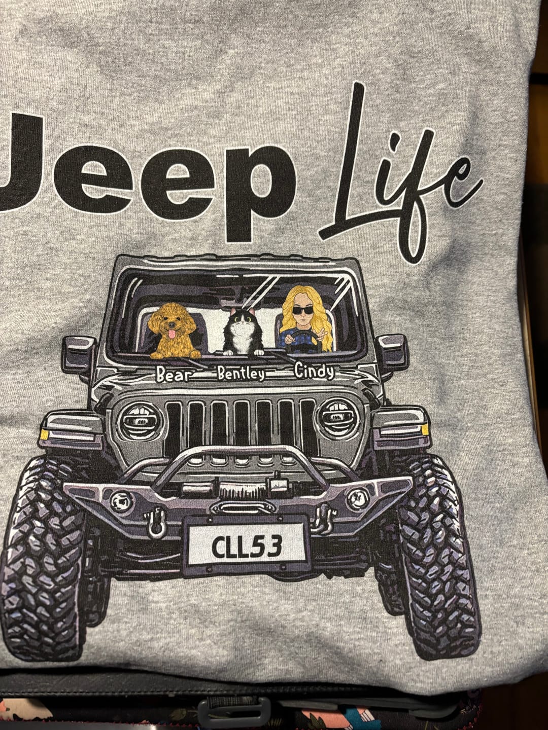 Customer photo review of Custom JP Shirts, JP Life JP Dog JP Cat Apparel CTM00