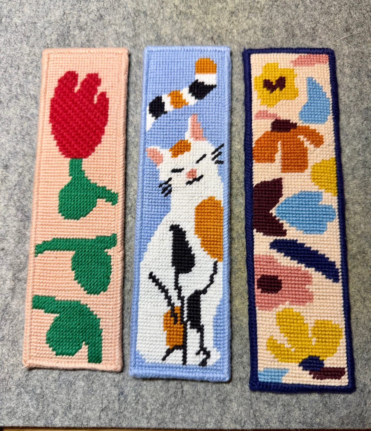 Customer photo review of The Great Catsby Bookmark Needlepoint Kit
