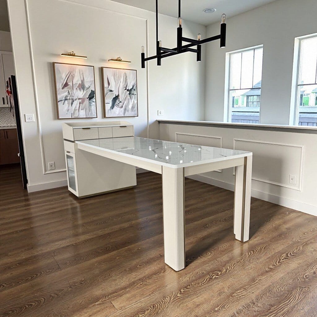 Customer photo review of Selene Modern Square Extendable Dining Table with Light and Storage for 4-7 Seats