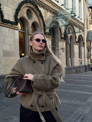 Customer photo review of 100% Wool Belted Coat