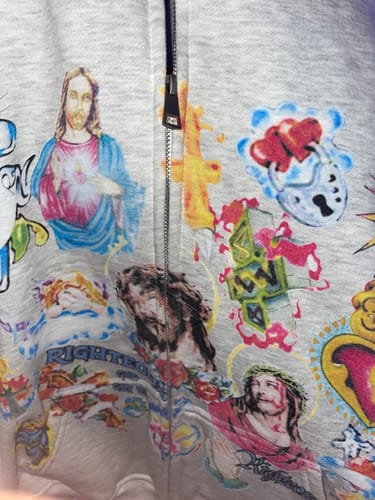 Customer photo review of Righteous Risen King Zip Up Hoodie Grey