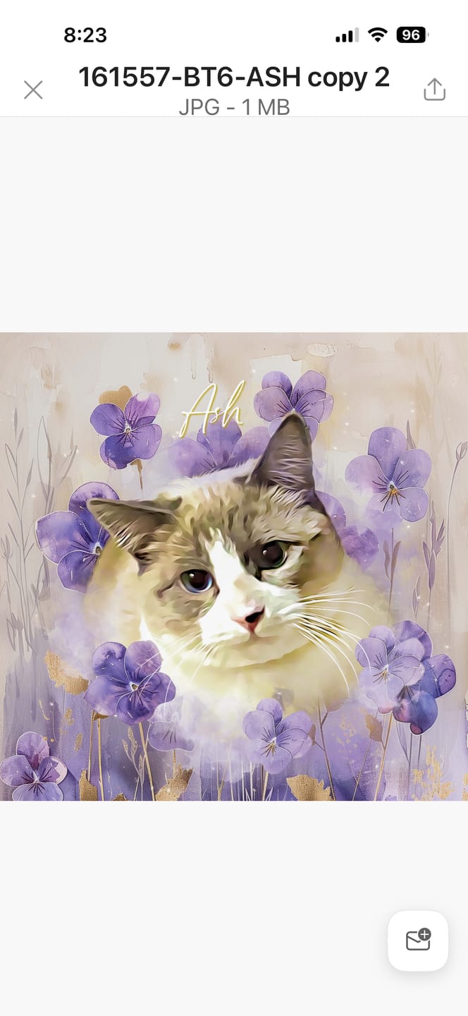 Customer photo review of Custom Watercolor Pet Portrait – BlossomTails