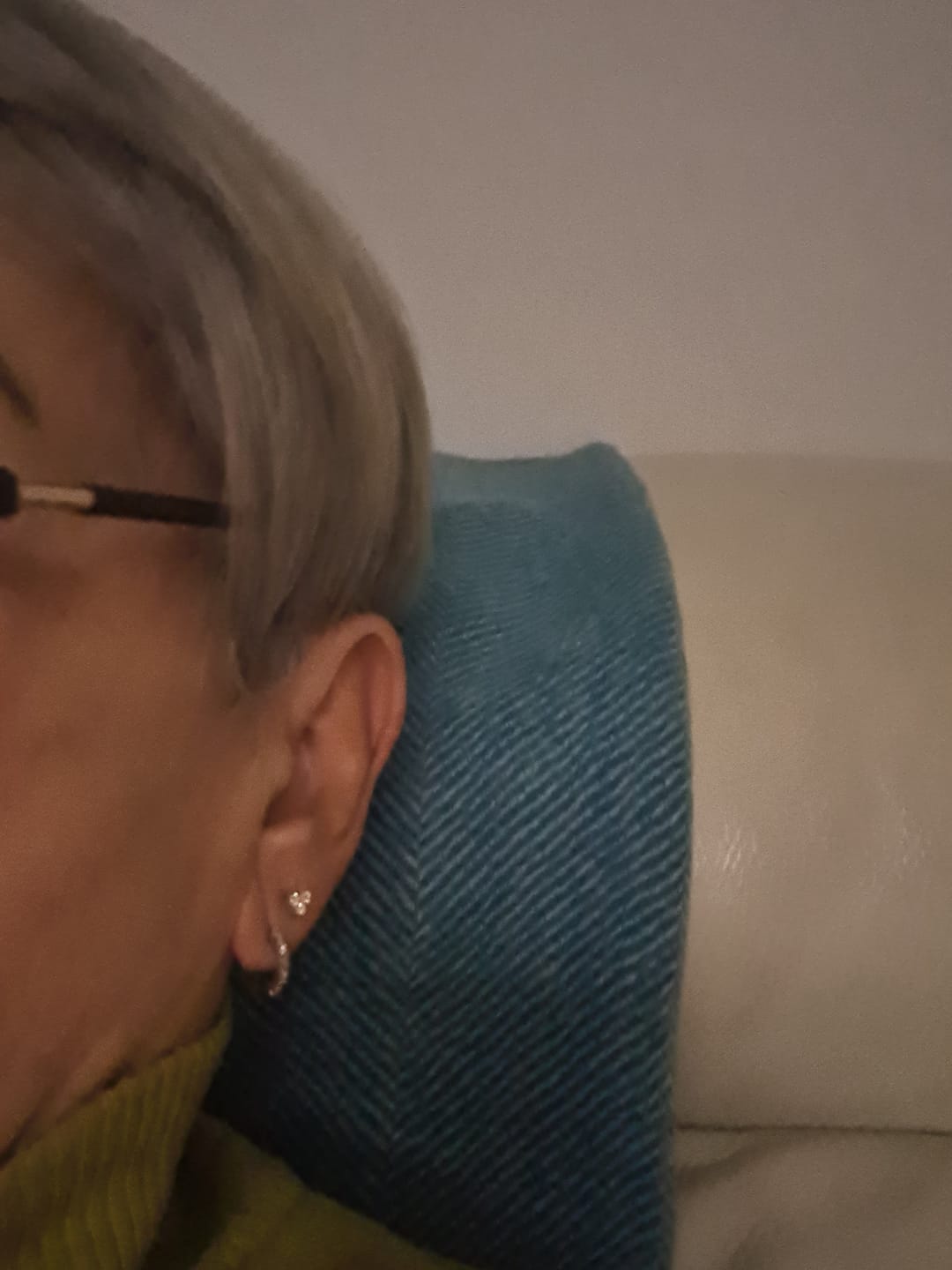 Customer photo review of Versa Trinity Lab Grown Diamond Sleep Stud Earrings