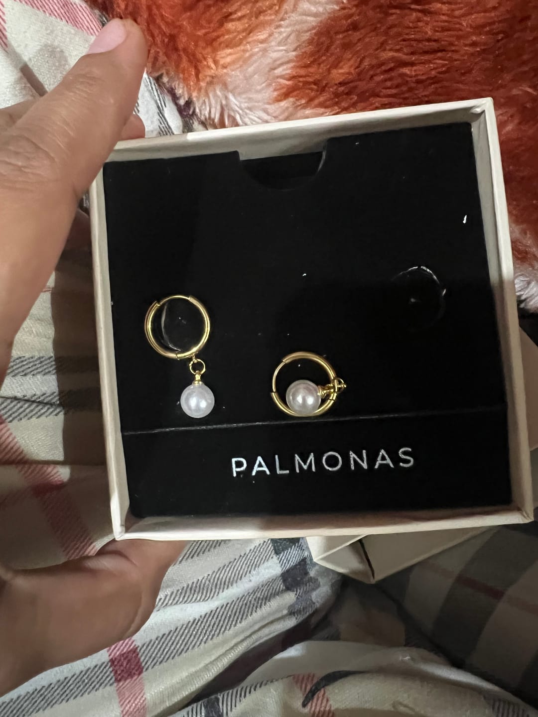 Customer photo review of Single Pearl Drop Earrings