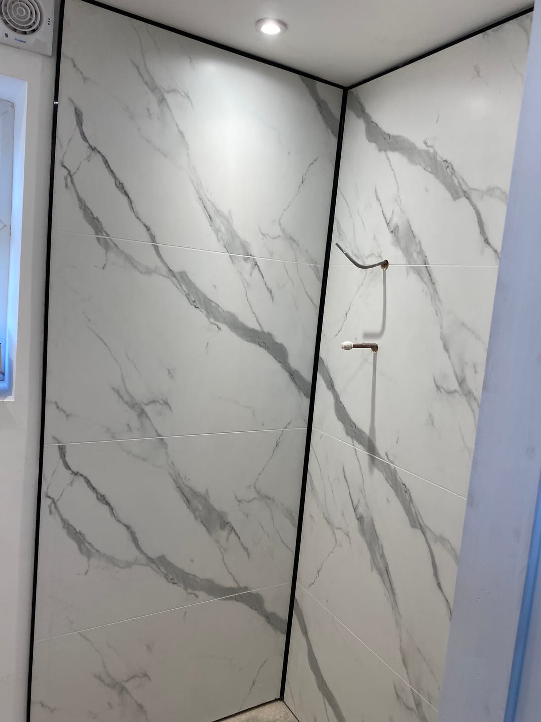 Customer photo review of 10mm Large Tile Carrara Marble Matt Shower Panel 1M x 2.4M