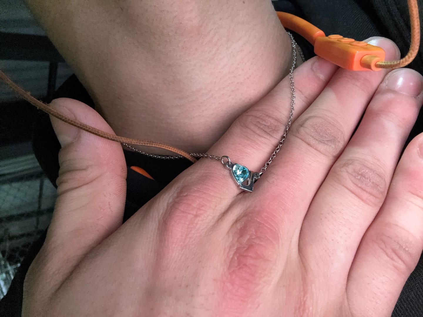 Customer photo review of Initial Heart Birthstone Necklace