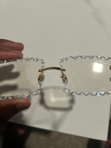 Customer photo review of Iced out Big C moissanite Sunglasses