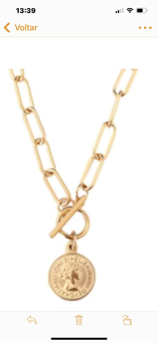 Customer photo review of Colar London Cents Banhado em Ouro 18K