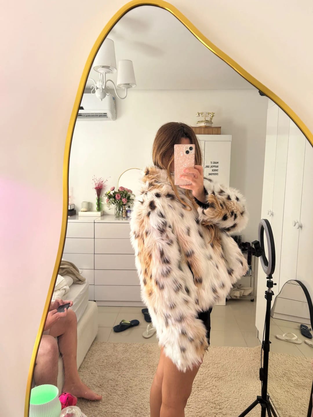 Customer photo review of Josephine Leopard Faux Fur Coat