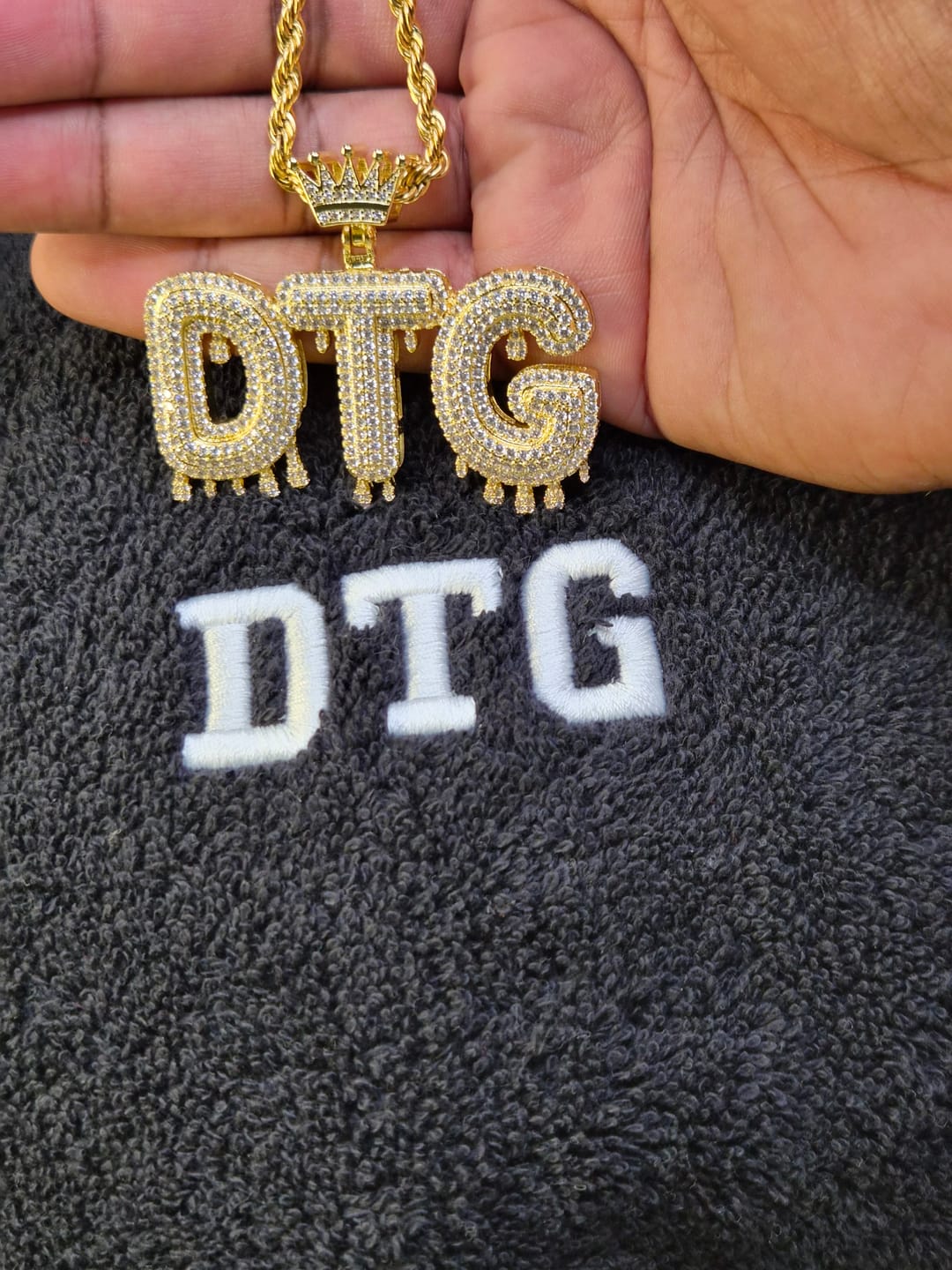 Customer photo review of Custom Drip Font Pendant
