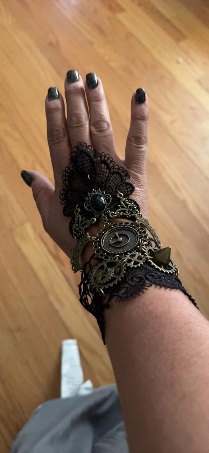 Customer photo review of Gothic Steampunk back hand glove