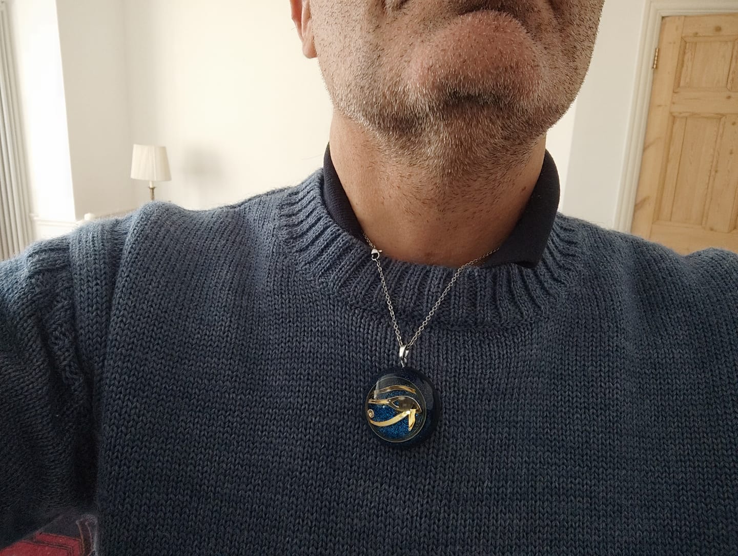 Customer photo review of Olivenorma Lapis Lazuli Eye Of Harus Protection Necklace