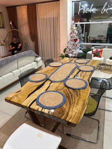 Customer photo review of Epoksi Masa - Masif Kestane, Doğal Kenarlı ve Ahşap Ayaklı Model