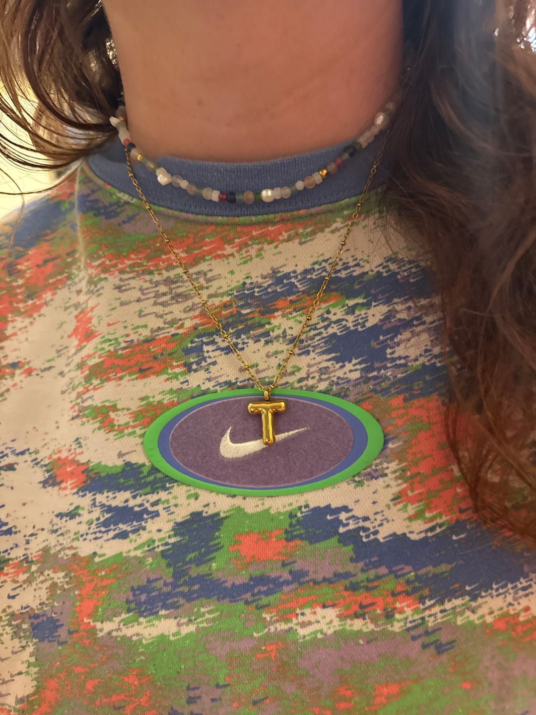Customer photo review of Bubble Letter Initial Necklace (Bundle)