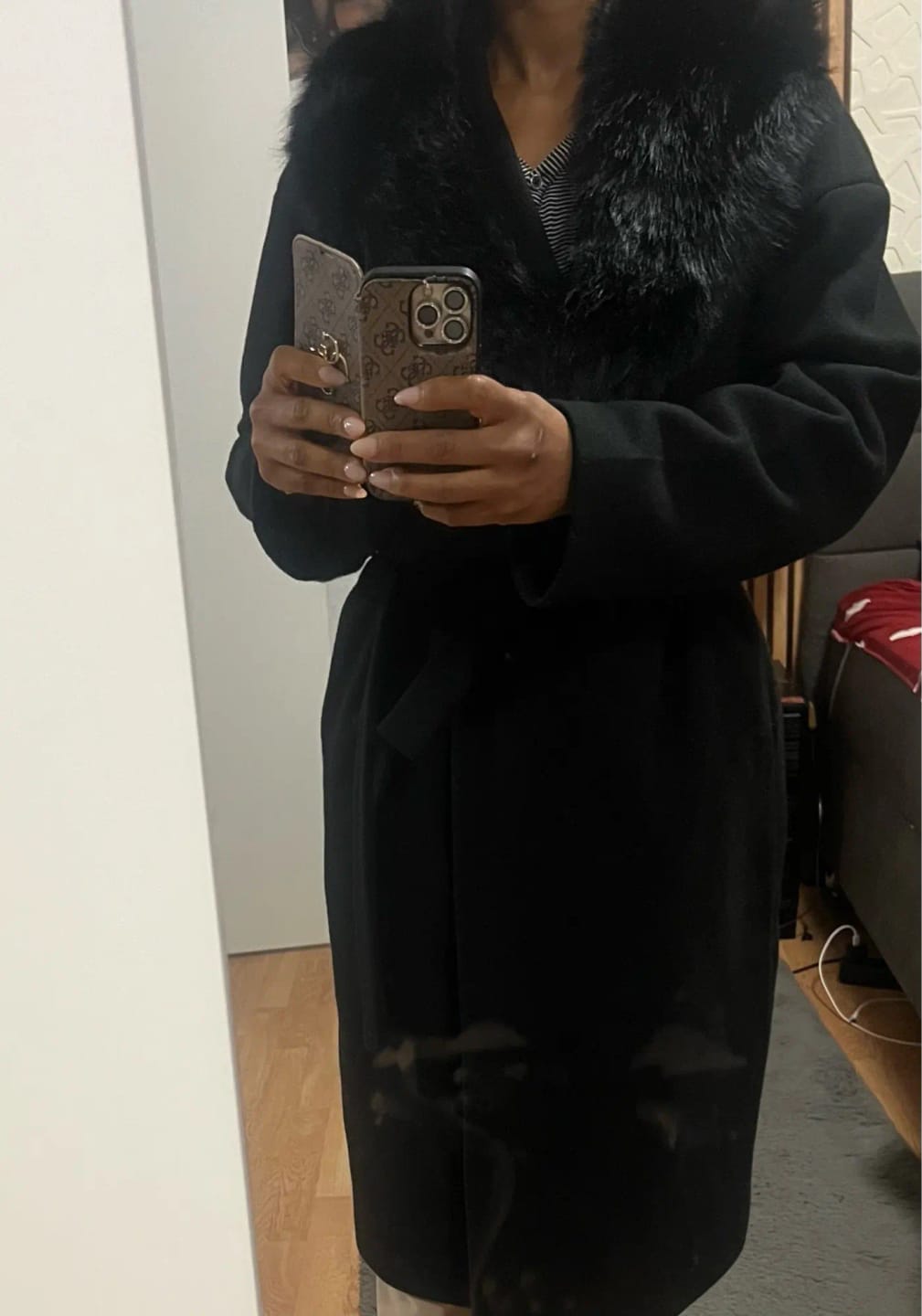 Customer photo review of Kirsty Faux Fur Collar Maxi Coat