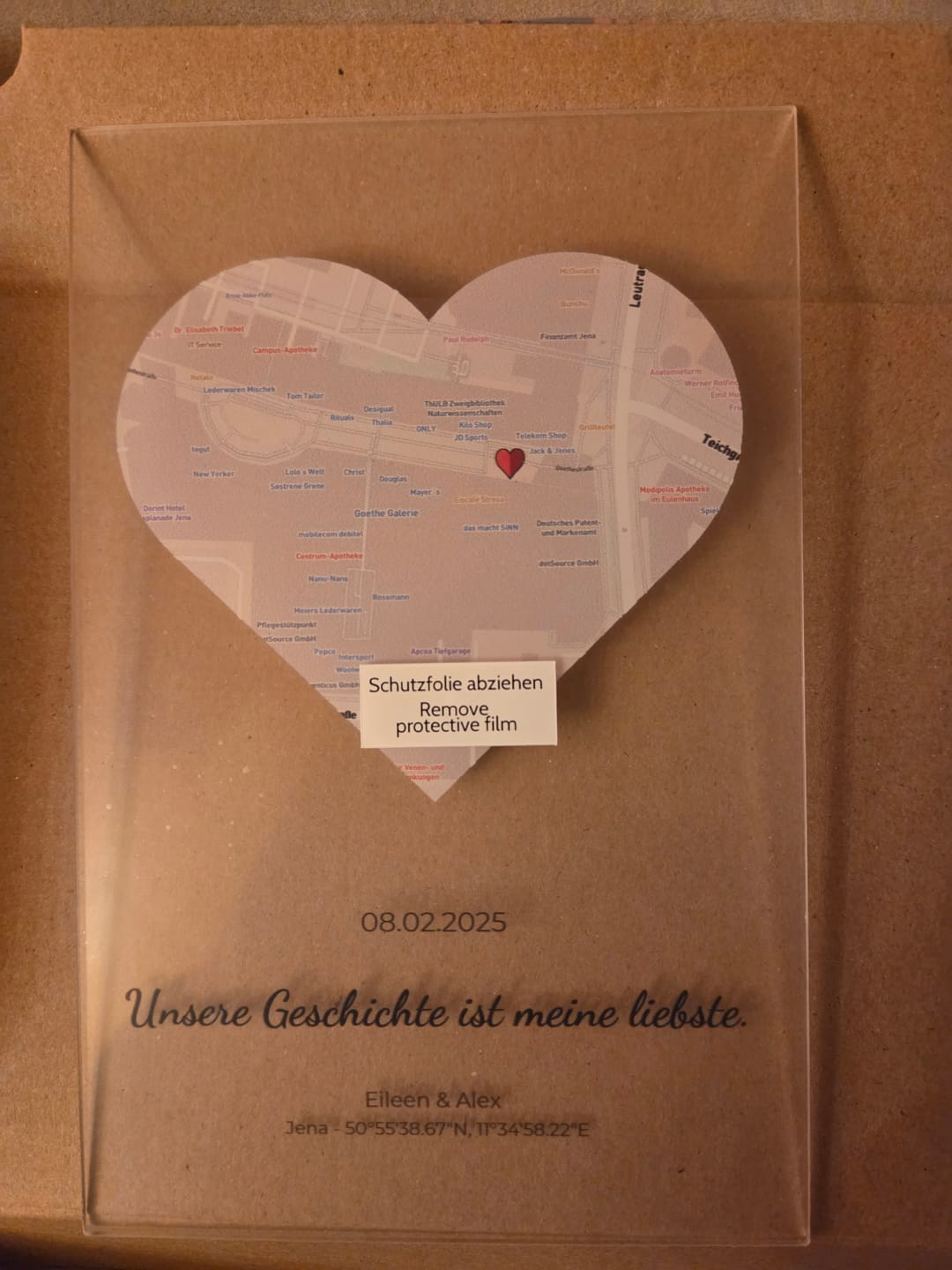 Customer photo review of "Unser Ereignis" - Personalisierte Acryltafel