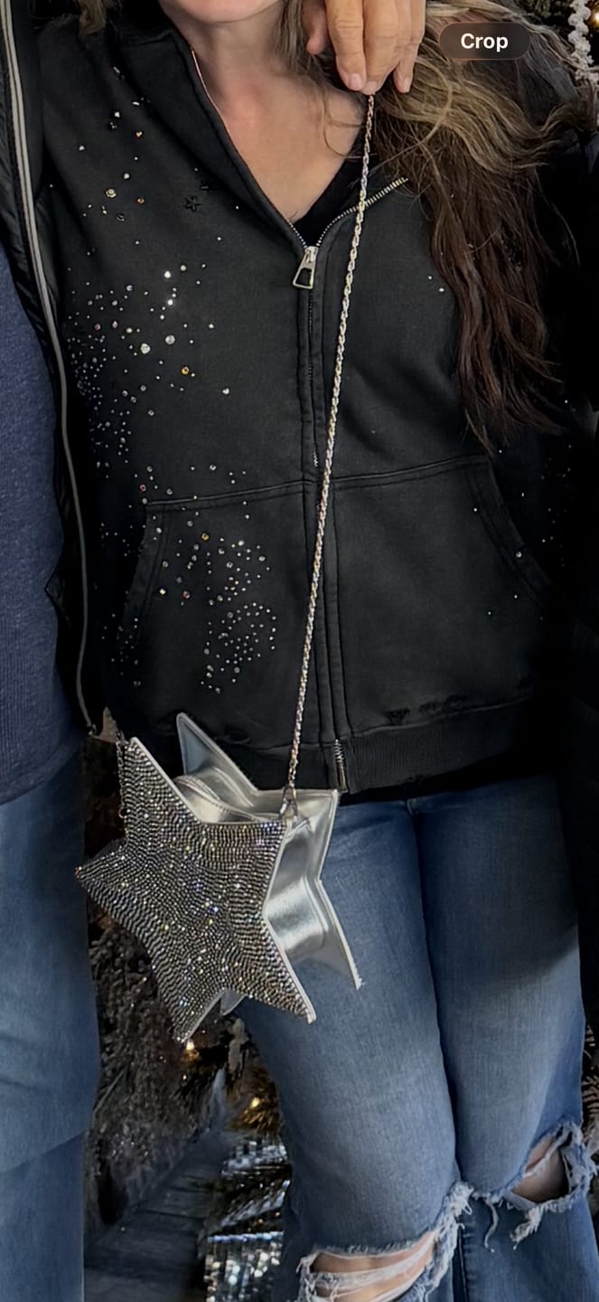 Customer photo review of Aelfric Eden Rhinestone Boxy Zip Up V302 Hoodie