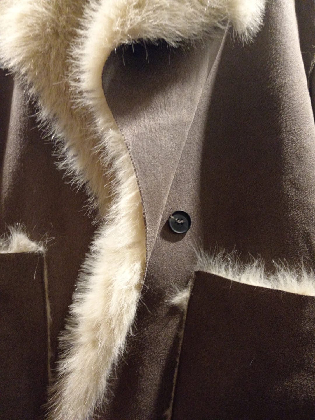 Customer photo review of Norah Faux Fur Suede Long Coat