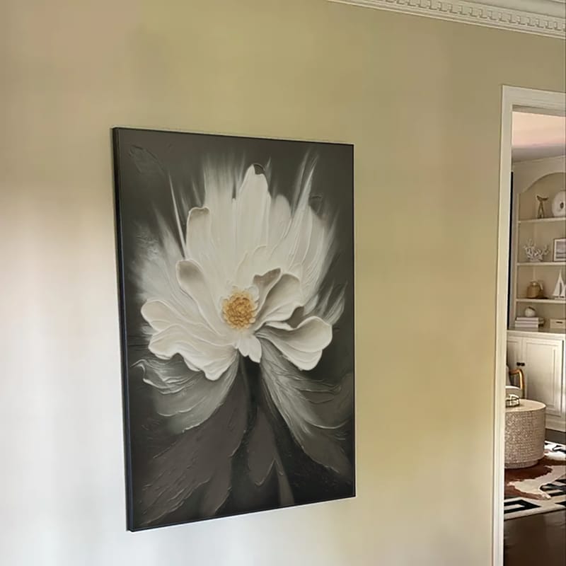Customer photo review of Black and White Flower Abstract Textured Wall Art #FP112