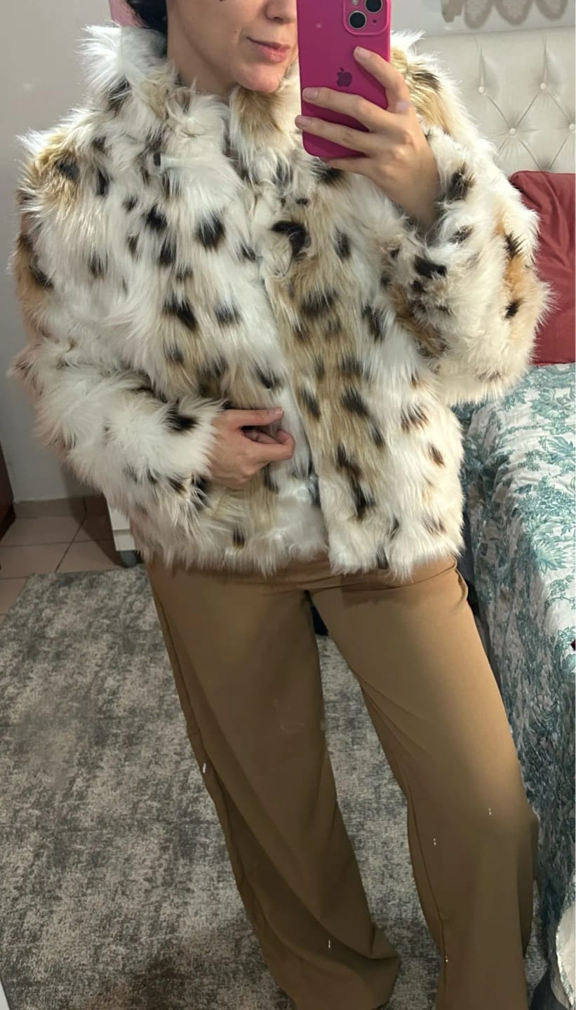 Customer photo review of Josephine Leopard Faux Fur Coat