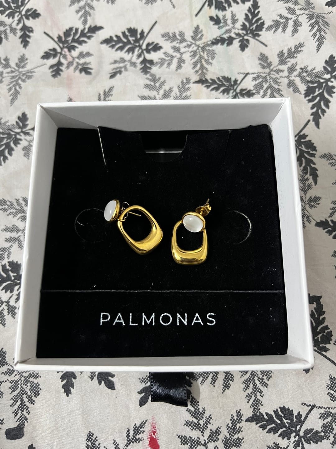 Customer photo review of Classic White Stone Gold Drop Earrings