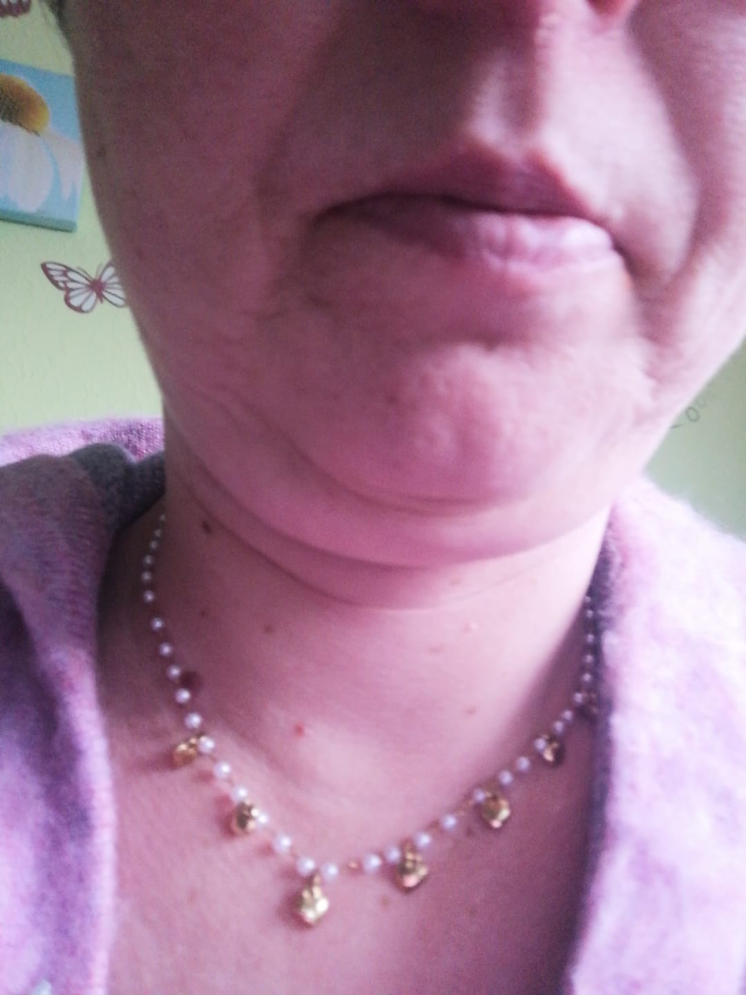 Customer photo review of Sweet Hearts & Pearl Kette 14K Vergoldet
