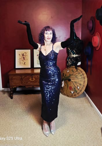 Customer photo review of NON-DAMAGED BACKLOT - Glitz & Glamour Dress in Navy Sequins - Vixen by Micheline Pitt