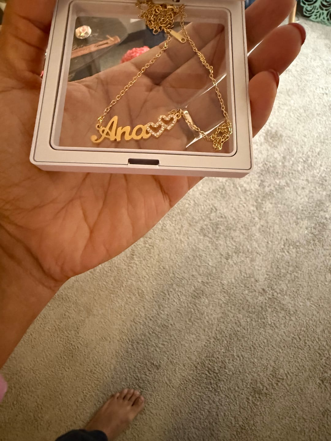 Customer photo review of Iced Hearts Name Necklace