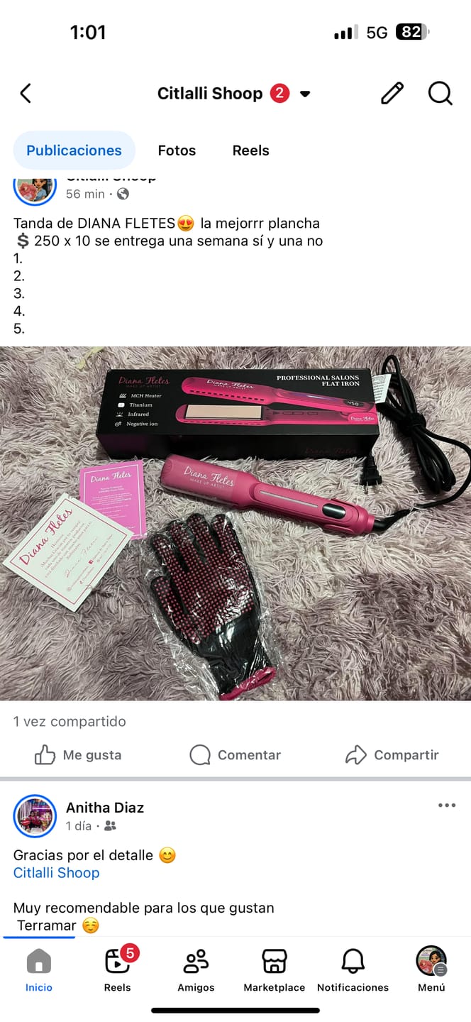 Customer photo review of Plancha 2 en 1 Diana Fletes Para Cabello Húmedo y Seco.