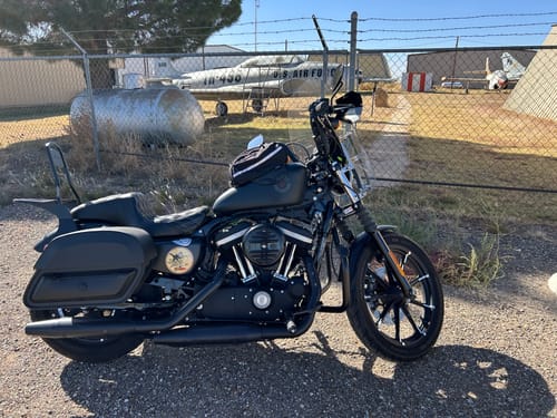 Customer photo review of 28L - Pantheon Medium Quick Mount Motorcycle Saddlebags For Harley Sportster 883 Iron XL883N