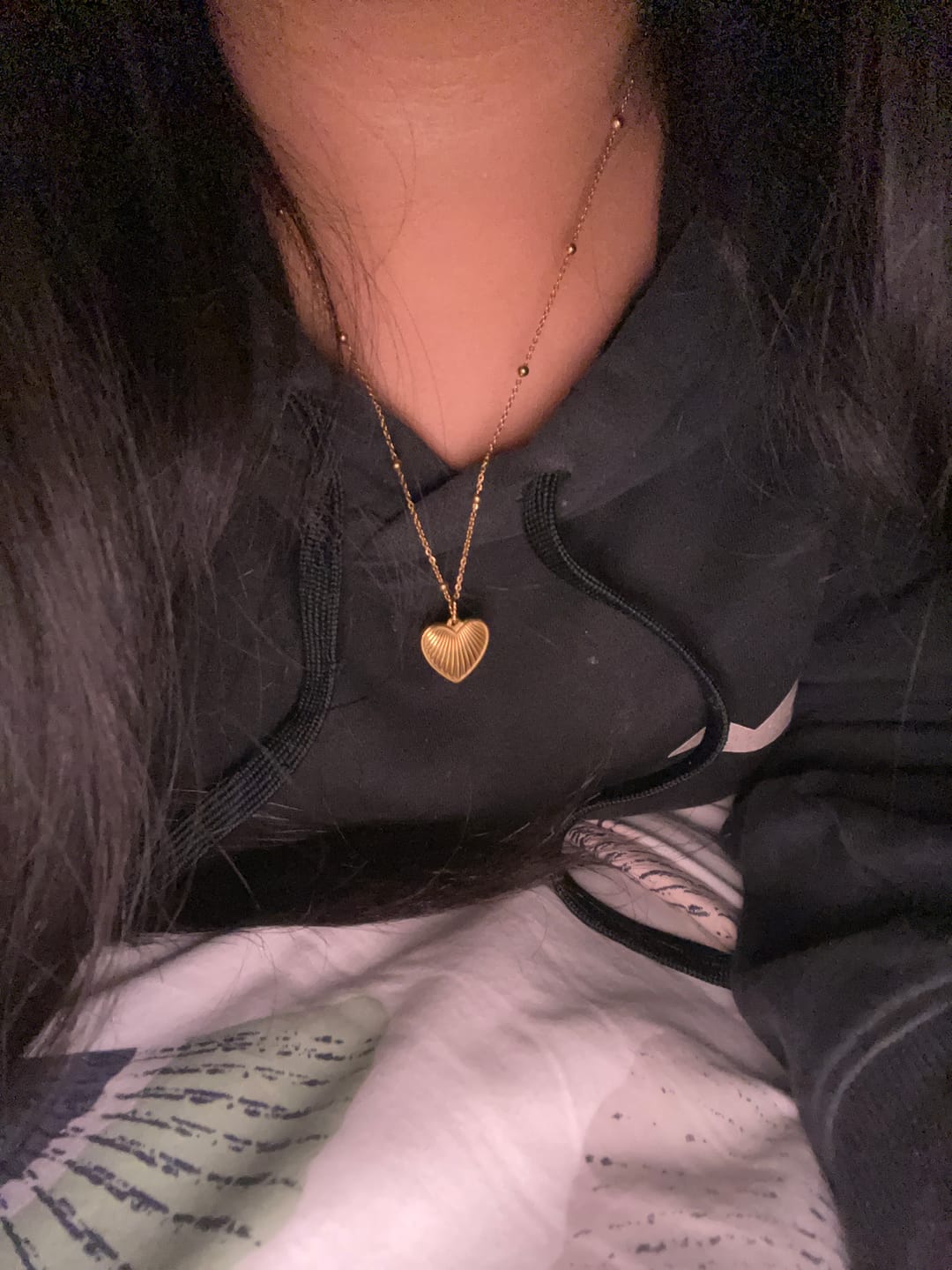 Customer photo review of Heart Pendant Necklace w/ Satellite Chain