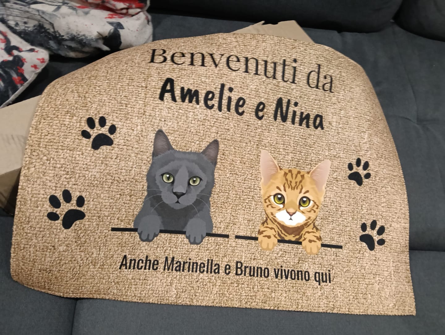 Customer photo review of Benvenuti da – Zerbino personalizzato