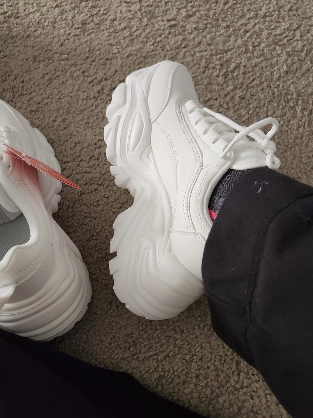 Customer photo review of Lucky Step Women's White Chunky Platform Sneakers - 3.15" Memory Foam Comfort Dad Shoes