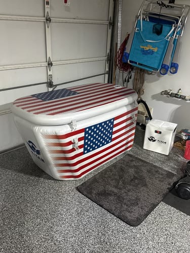 Customer photo review of Triumph USA Flag Cold Plunge Tub + Chiller Bundle