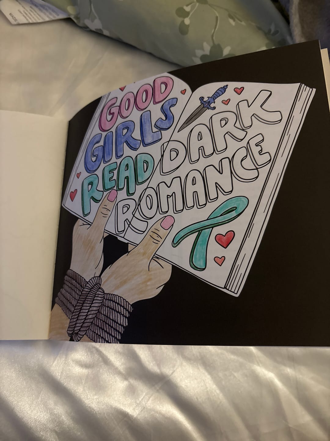 Customer photo review of the romance reader coloring book
