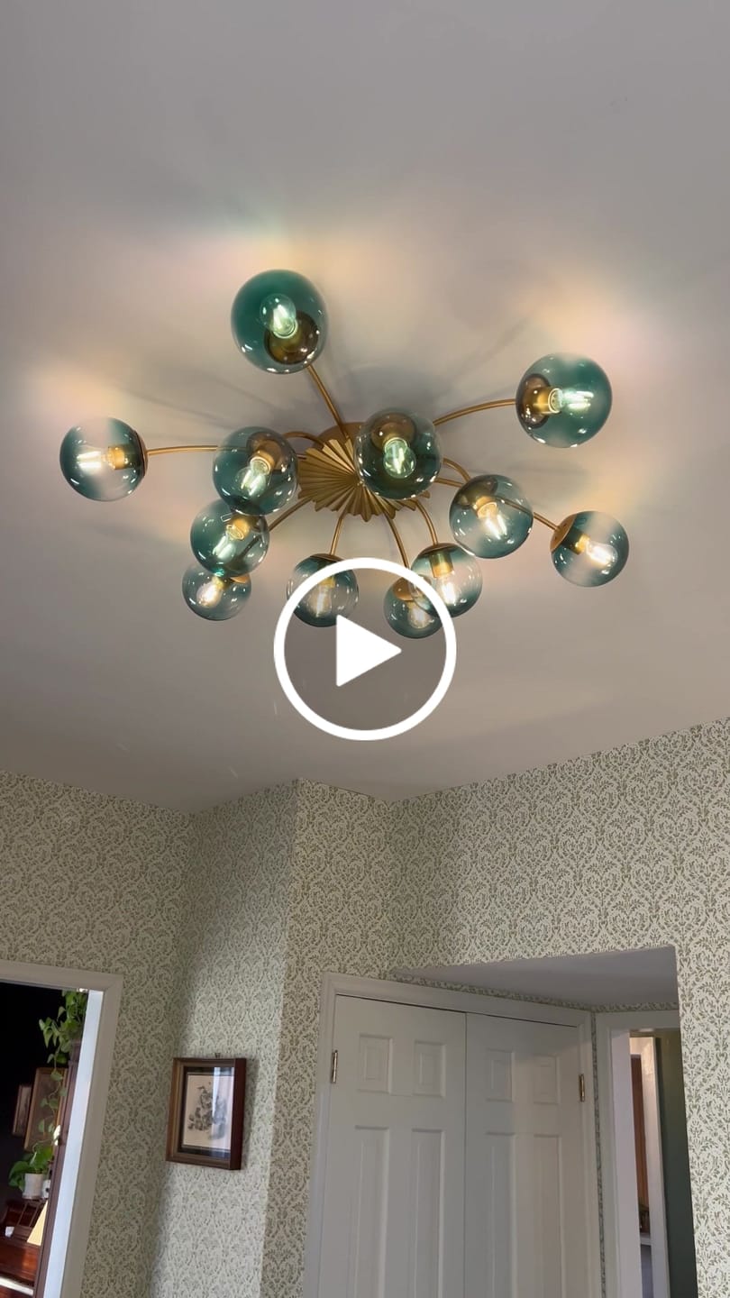 Customer video review of Glam Bloom 12-Light Blue Glass Bubble Semi Flush Chandelier