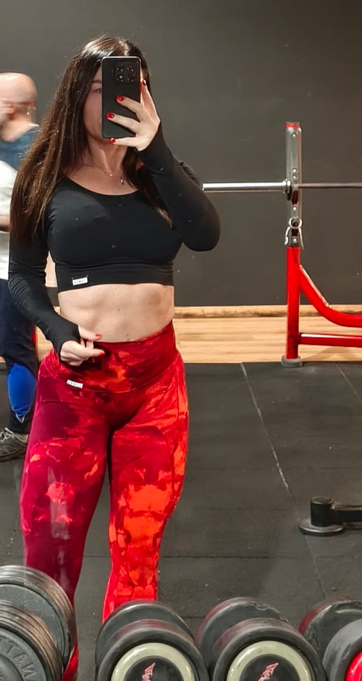 Customer photo review of Leggings Push Up Maltinto Rosso Inferno