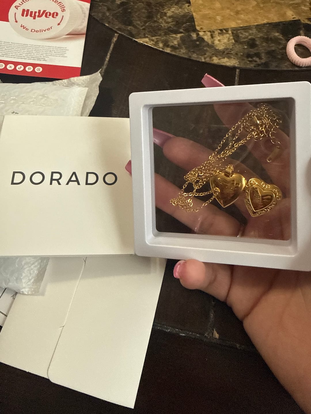 Customer photo review of Personalized Photo Projection Necklace