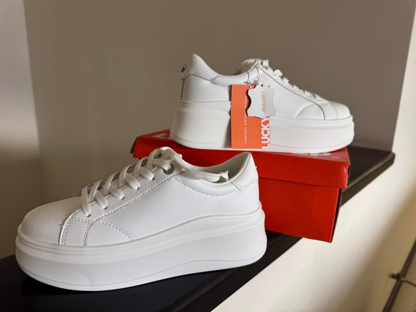 Customer photo review of LUCKY STEP Women's 2.6" Platform Sneakers - Faux Leather Casual Walking Shoes