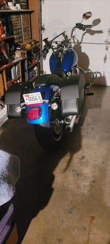 Customer photo review of 28L - Panzer Medium Quick Mount Leather Saddlebags For Harley Softail Low Rider FXLR