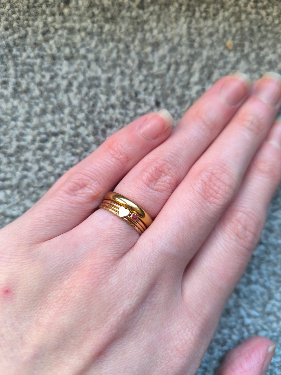Customer photo review of Dainty Heart Stacking Ring