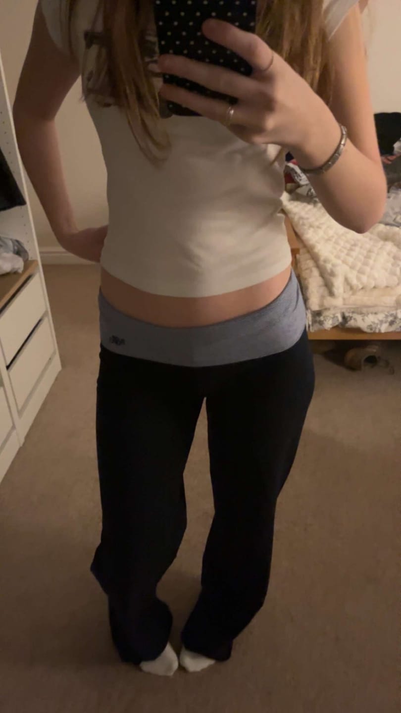 Customer photo review of Etalie Fold-Over Joggers - Navy & Navy Stripe